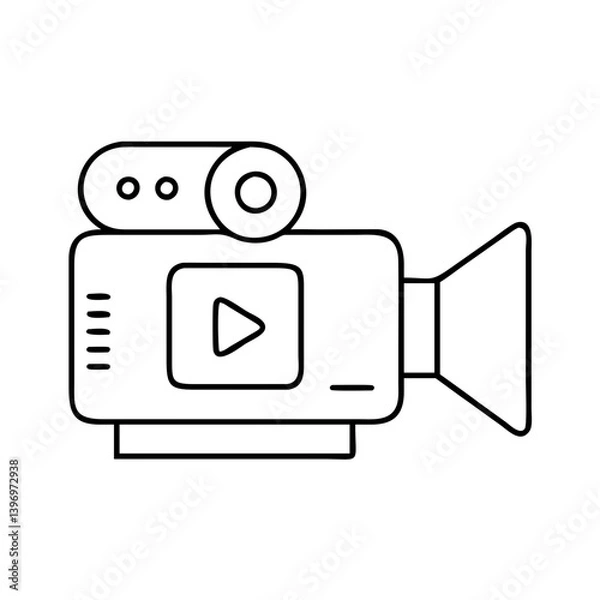 Fototapeta videocamera icon, videocamera line art - simple line art of videocamera, perfect for videocamera logos and icons