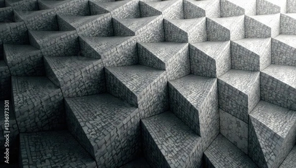 Fototapeta Subtle repeating geometric motif, minimalist grayscale palette, pattern design, simple