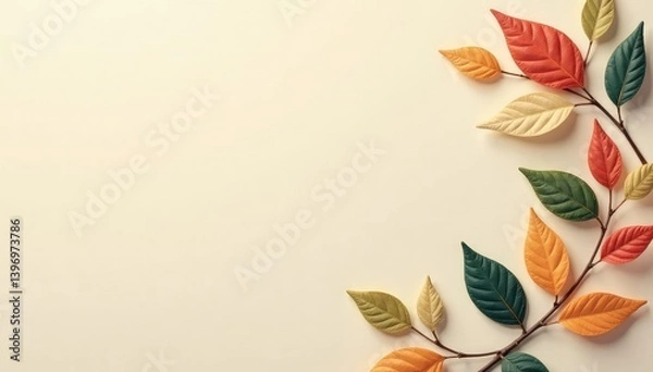 Obraz Subtle repeating leaf motif on a plain background , seamless, delicate