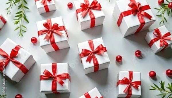 Obraz Subtle textured gift box pattern, monochrome design, clean, wrapping, background