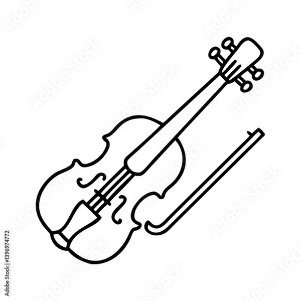 Fototapeta violin icon, violin line art - simple line art of violin, perfect for violin logos and icons