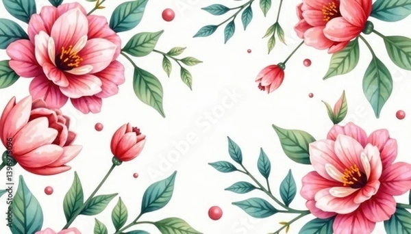 Obraz Subtle watercolor floral design, infinitely repeating , floral, loop