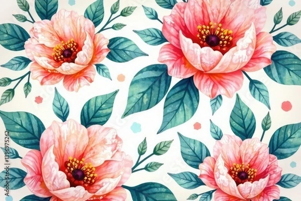 Obraz Subtle watercolor floral design seamlessly repeats , pattern, backdrop