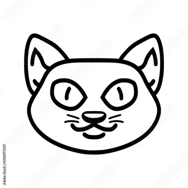 Obraz black cat cartoon vector on white background