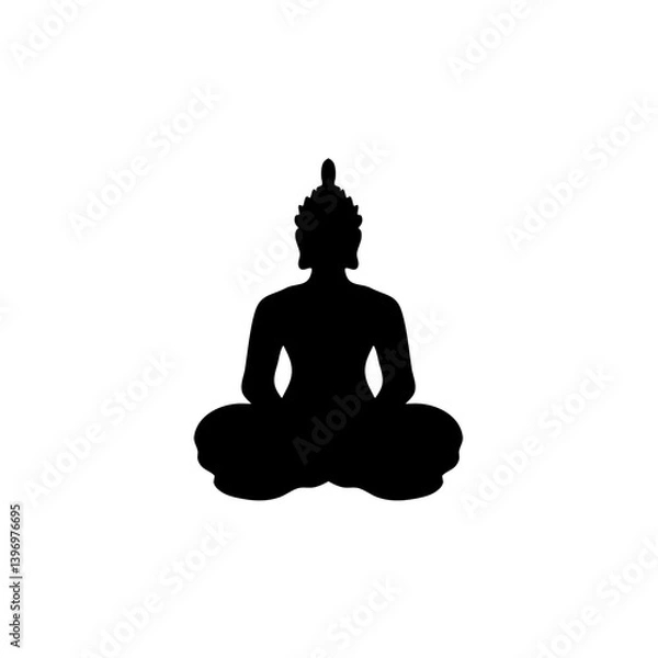 Obraz Buddha statue silhouette. Mindfulness and meditation illustration.