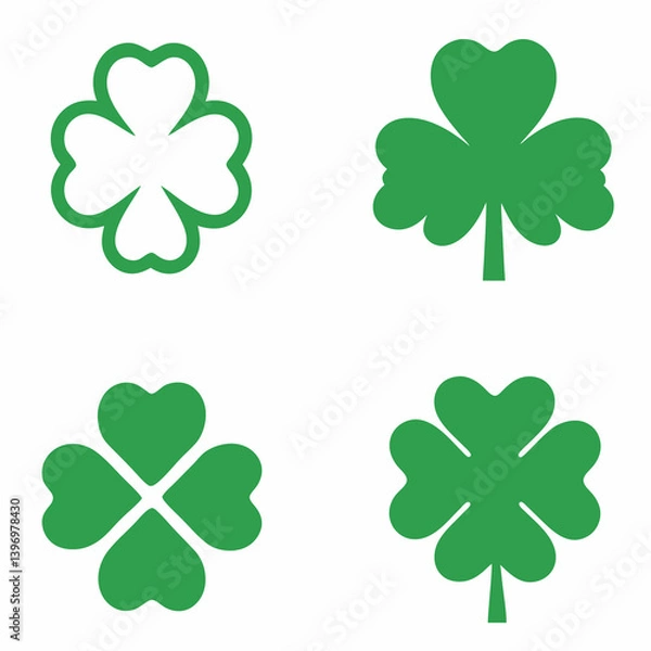 Fototapeta Clover and Shamrock Vector Icon Set