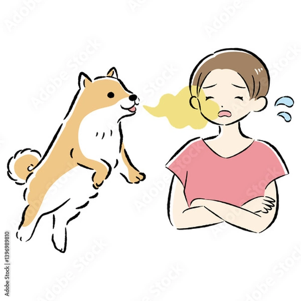 Obraz 犬の口臭に悩むイラスト