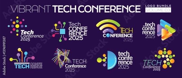 Obraz Colorful Tech Conference Logo Bundle Template for your Event and Summit