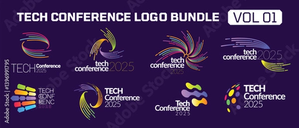 Obraz Colorful Tech Conference Logo Bundle Template for your Event and Summit