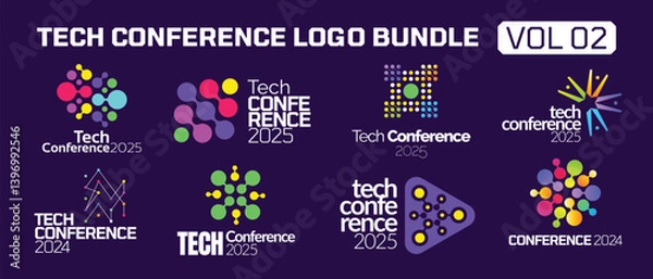 Obraz Colorful Tech Conference Logo Bundle Template for your Event and Summit