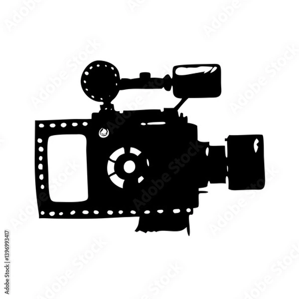 Obraz analog film camera icon, analog film camera silhouette vector illustration-simple silhouette illustration of analog film camera, perfect for analog film camera logos and icons