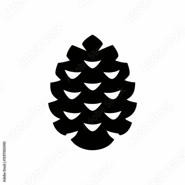 Fototapeta Minimalist Pine Cone Vector Illustration Design Element In Black And White