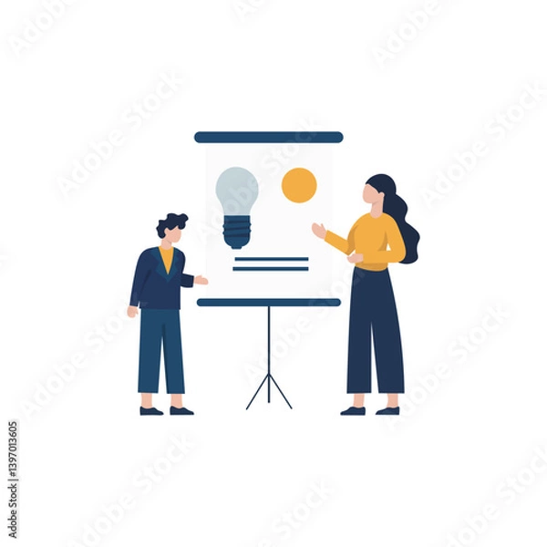 Fototapeta Business Presentation with Idea Illustration