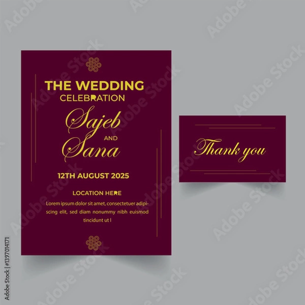 Obraz Wedding invitation card design template.