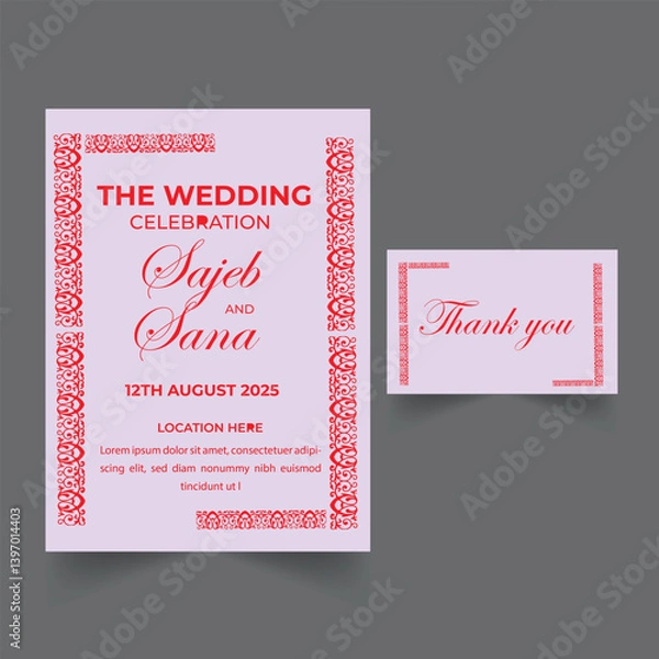 Obraz Wedding invitation card design template.
