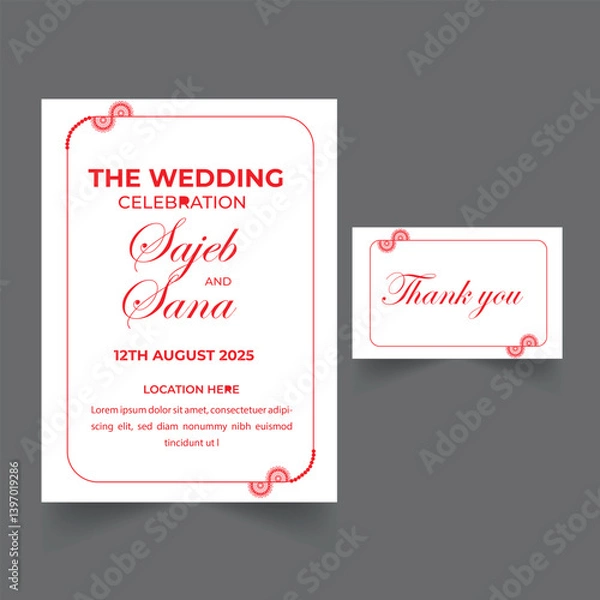 Obraz Wedding invitation card design template.