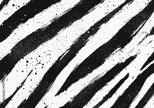 Obraz An audacious African print with an abstract tiger skin design, creating a seamless pattern with organic shapes and textures in black and white