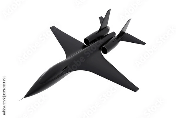 Fototapeta A sleek, futuristic aircraft with a streamlined design and dual engines, showcasing an innovative aesthetic.