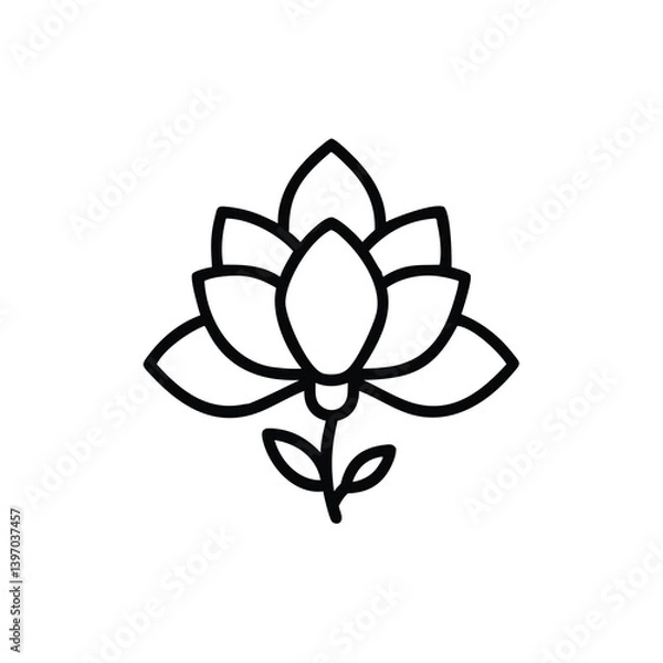 Obraz Minimalist Lotus Flower Line Art Illustration Simple Black Outline Vector Design Suitable For Prints Logos And Web Design Projects
