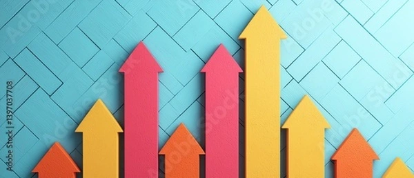 Obraz Graph with arrows showing predicted budget trends over time