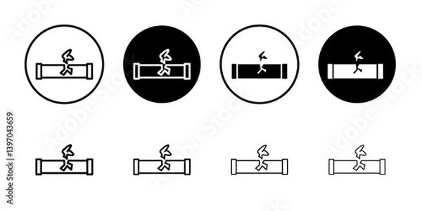 Fototapeta Corrosion rusty through valve tube steam gas leak pipeline icon Flat fill set collection