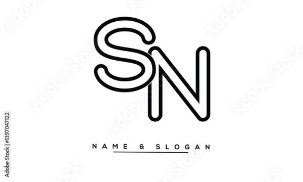 Fototapeta SN, NS Abstract Letters Logo Monogram