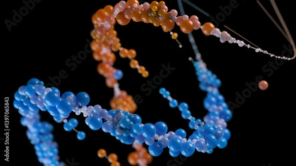 Fototapeta DNA double helix structure on black background. Conceptual design of genetic information for science animation. multicolored Dna molecule. DNA molecules in chromosomes. science, biology.