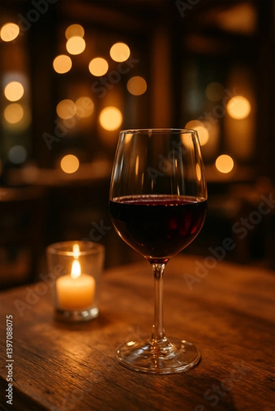 Obraz glass of red wine on table