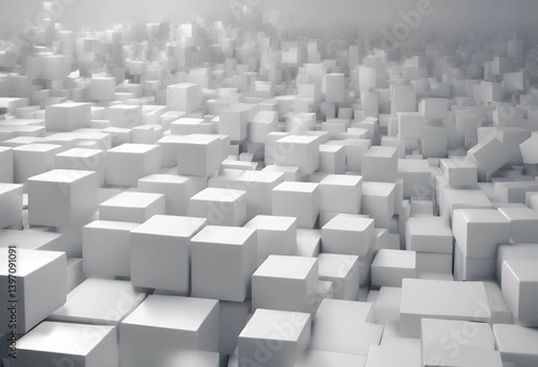 Fototapeta background template geometric space copy chaotic design rendering abstract composition corporate 3d cubic cubes white minimal business architecture object abstraction wallpaper digital shape creative
