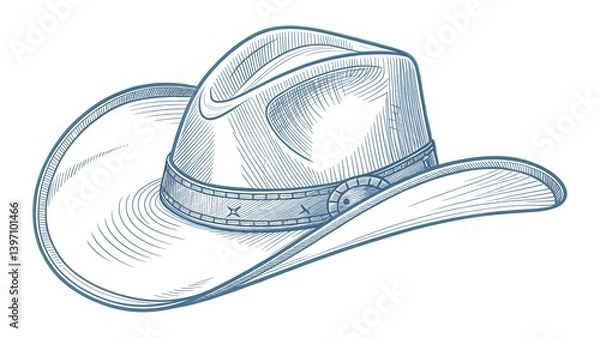 Fototapeta Hat single-line art drawing continues line vector illustration