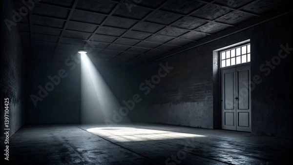Fototapeta Dark black empty room scene with spotlight
