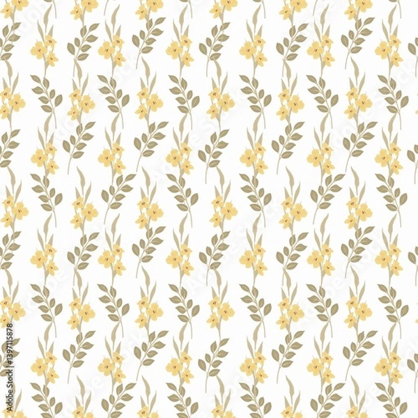 Obraz Floral seamless pattern with yellow wild flowers. Retro background with rustic bouquet. Hand drawn botanical illustration in pastel colors