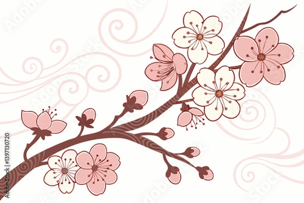 Obraz Tranquil Buds Vector | Japanese Sakura for Zen Projects