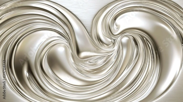Obraz Abstract metallic waves with mirror-like reflections, capturing a high-tech and modern aesthetic