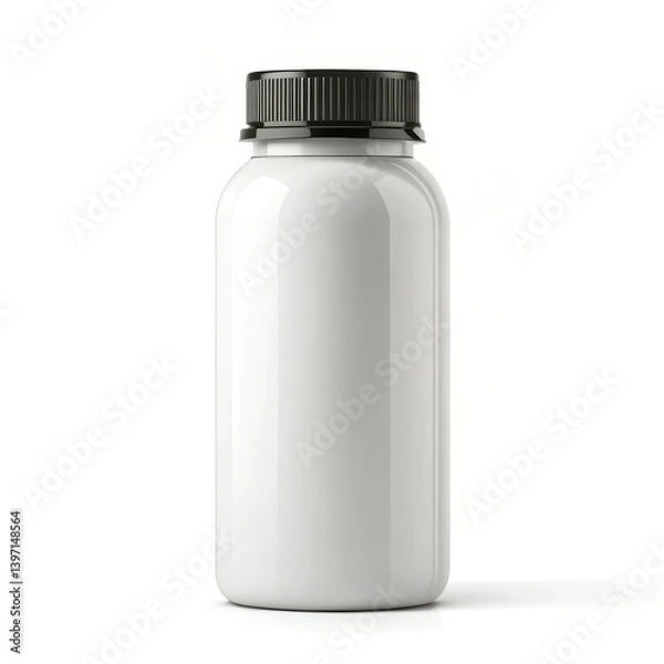 Fototapeta Blank white bottle black cap product mockup clean design