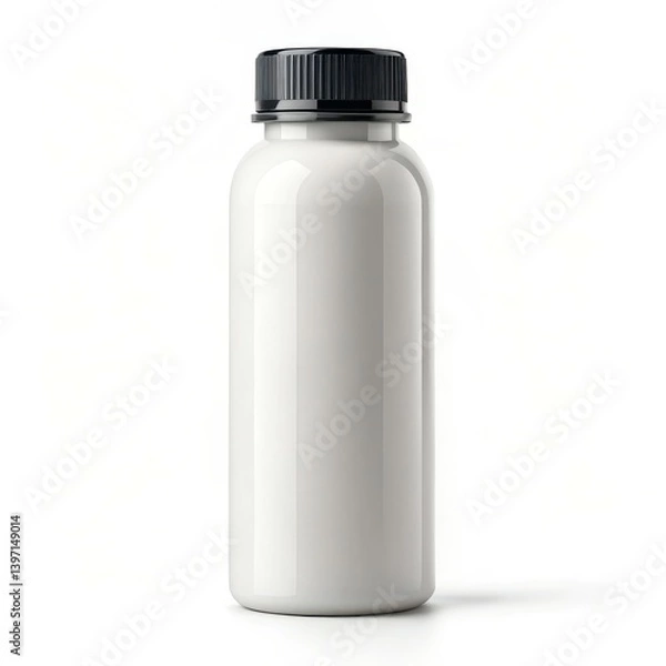 Fototapeta White bottle mockup clean design black cap studio shot
