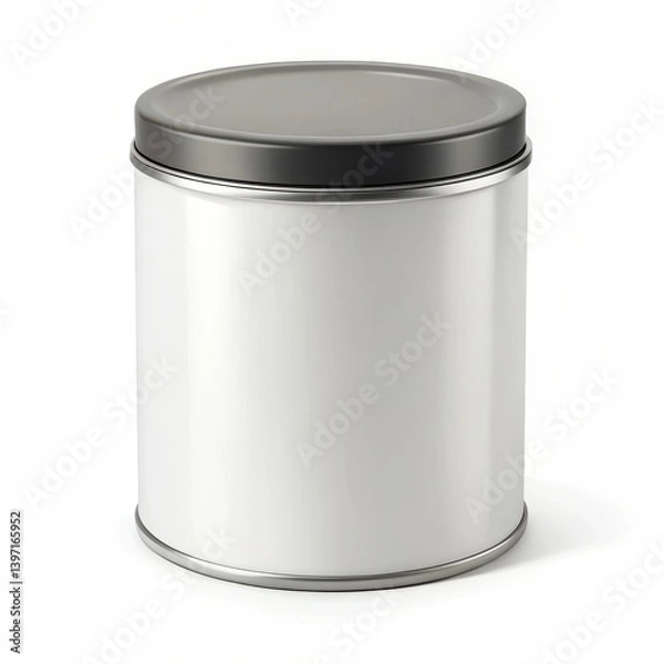 Obraz White tin can with dark gray lid product packaging mockup