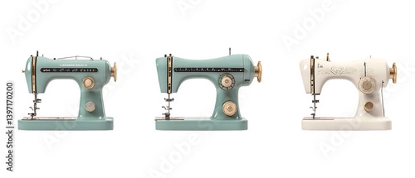 Fototapeta Pack of Sewing Machine Set Against Transparent Background for Craft or Tailoring Projects