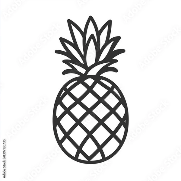 Fototapeta Pineapple Solid Line Icon Isolated on White Background