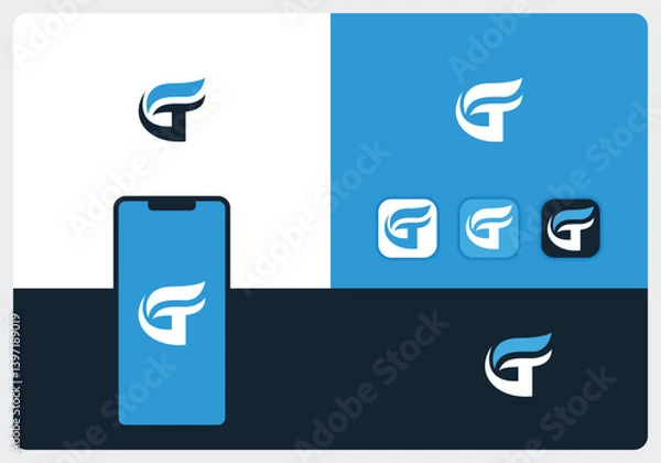 Obraz G ,T Letter mark or monogram logo 