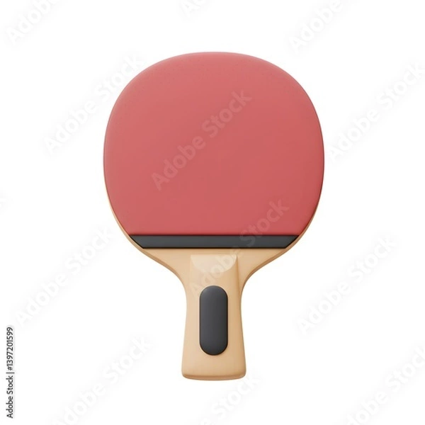 Fototapeta A Red and Brown Ping Pong Paddle Isolated on a White Background: A 3D Render of a Table Tennis Racket