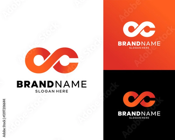 Fototapeta Letter OC Connection Loop Infinity Modern Gradient Colorful Vector Logo Design Illustration