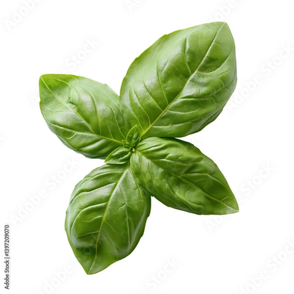 Fototapeta Basil Bunch isolated on transparent background. PNG with clipping path