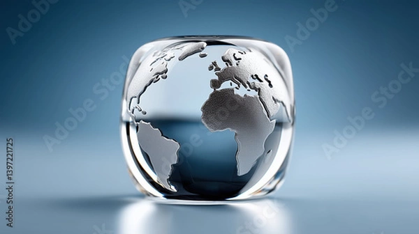 Fototapeta crystal globe symbolizes global demand and export opportunities, showcasing interconnectedness of markets worldwide