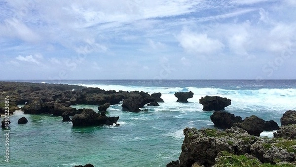 Obraz 鹿児島県沖永良部島の荒れた海