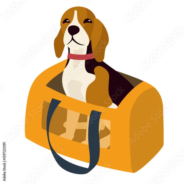 Obraz beagle dog in carrier