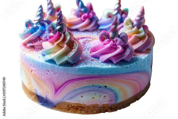 Fototapeta Magical Unicorn Cheesecake Isolated On Transparent Background