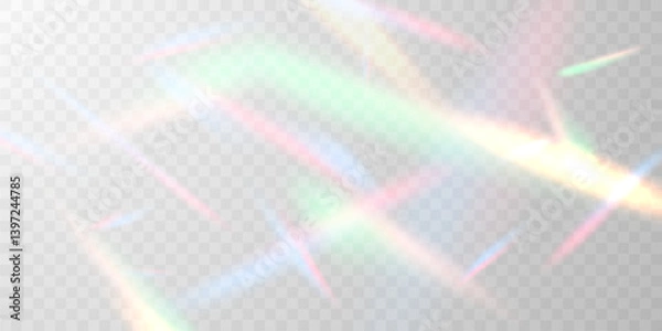 Fototapeta Light effect and zigzag ribbon falling from above on a beam of light, tinsel vector
