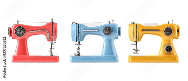 Fototapeta Pack of Sewing Machine Set Against Transparent Background for Craft or Tailoring Projects