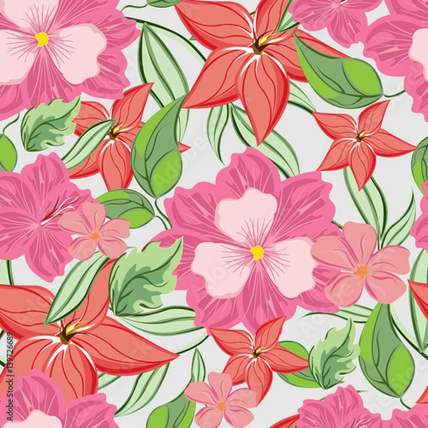 Fototapeta vector seamless pattern flowers and floral pattern illustration